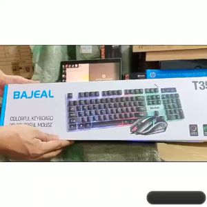 Keyboard mouse gaming bajeal wired usb bundle combo set membrane fullsize 1600dpi optical led t-350 t350
