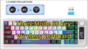HXSJ | HXSJ L68Tri‑Mode Hot‑swap Mechanical Keyboard 2.4G Bluetooth 5.0 RGB WithTFT Display Metal Knob MDA Keycaps ForPC MacLaptopGamer