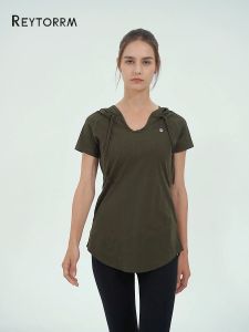 Reytorrm Hoodie Olahraga Wanita Lengan Pendek Kaos Sport (WT008)