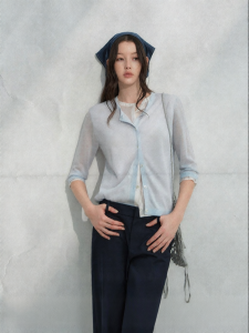 La lune Du ciel | Áo Blouse Voan Knit Giả Hai Mảnh