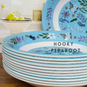 12 PIRING MELAMIN TEBAL DAN BESAR 23 CM PIRING CEKUNG MELAMIN MOTIF BIRU