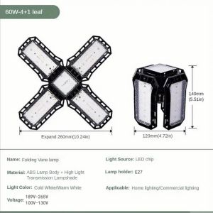 Deformable LED Garage Light With Adjustable Panels LED 45/60/80W AC110V E26/E27 Ceiling Lamp Industrial Lighting for Workshop