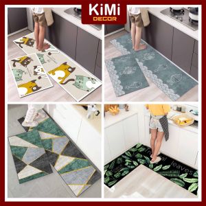[FREESHIP ] Bộ 2 Thảm Bếp Lót Chân 3D Chống Trượt - Set 2 Cái Đế Dày: 40x60cm và 40x1m2 - Hàng Cao Cấp