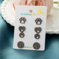 4Pairs/Lot Lovely Stainless Steel Dog Paw Stud Earrings for Women Everyday Jewelry Fashion Animal Cat Footprint Earing Accessory. 