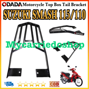 ODADA SUZUKI SMASH 115/110 Top Box Bracket Tail Moto Box Grab Bar Bracket Motorcycle (Black)