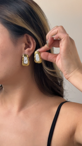 Stainless Steel Gold Tone Irregular Baroque Pearl Earrings Waterdrop Shape Women Vintage Fashion Jewelry Gift