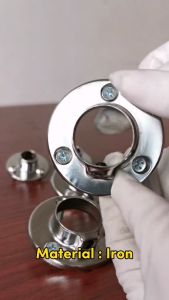Chrome Plated Round Flange Base Wall Mounted for 19mm (3/4 ) Curtain Rod Kurtina Rod Cabinet Post (4 pcs)