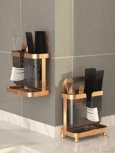 Wall-Mounted Chopsticks Spoon Storage Box Kitchen Accessories High End Home Use Single Wall Hanging Square Plastic Holder