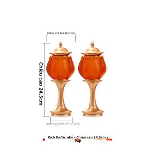 HENANSHENGZHONG | Đèn Dài lâu Cổ bằng Thủy Tinh Lotus Đế Đồng Nến Phật