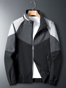 ROMON | Romon Mens Casual Short Jacket Spring Autumn Fashionable Stand Collar Windproof Outdoor Workwear Polyester Fiber Standard Fit