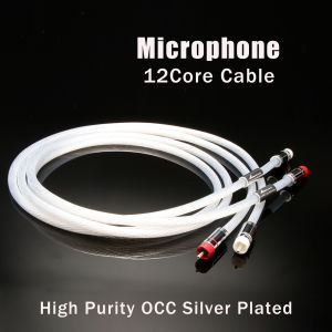 Audiophile RCA to RCA Audio Cable with 12Core OCC Silver Plated Shielded RCA Stereo Cables for HiFi Home Theater