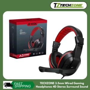TECHZONE 3.5mm Wired Adjustable Gaming Headphones 4D Stereo Surround Sound With Noise Cancelling Feature & Built-in Mic