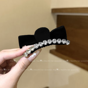 Princess Style Red Rhinestone Butterfly Knot Hair Clip for Women Autumn Winter Side Hair Accessory Small Clip Fashionable Hair Card