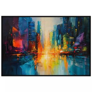 Tranh phong cảnh sơn dầu thành phố năng động. Tranh treo tường dán tường Canvas. CGI-258