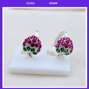 FLORA 0050B - Bông tai bạc ta hình quả dâu tây dành cho bé gái