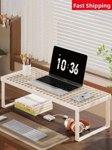 Adjustable PC Monitor Riser With Ventilation and Storage Features