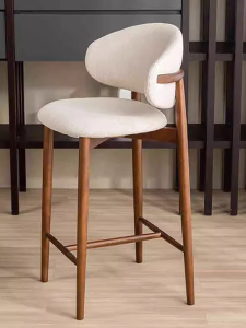 Modern Minimalist Customized Commercial Bar Stool High-Back Wooden Bench for Coffee Shop Combination by Chen Xu Carpenter