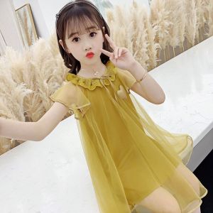 Fashionable Princess Dress Summer Clothes for Girls Childrens Summer Dress Trendy Clothes Polyester Fiber No Brand Registered