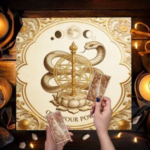 Spirit Snake Scepter Lotus Moon Phase Pentagram Altar Cloth Tarot Card Tablecloth Mysterious Witchcraft Divination Ceremony Mat