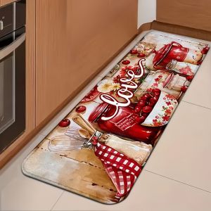 Rustic Style Kitchen Runner Rug Long Mat Baking Utensil Design Non Slip Machine Washable Indoor Home Decor Farmhouse Carpet