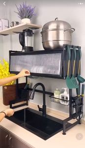 1/2 Layers Over Sink Dish Drainer Rack Dish Rack Organizer Dish Drying Rack Storage Rack Kitchen Organizer Plate Rack Nonslip Multipurpose Rack BIG Size Adjustable 3-Tier Dish rack with drainer Plate Drying Storage
