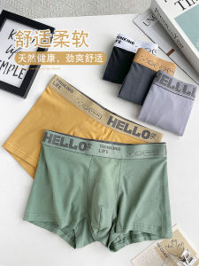Mens Cotton Underwear Breathable Boxer Shorts Comfortable Soft Solid Color Briefs Trendy Shorts Head Low Waist Angle Pants
