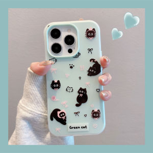 Cute Minimalist Ins Style Silicone Phone Case for iPhone 16 pro Max 15 14 pro Cartoon Black Cat Design Compatible with Huawei Xiaomi