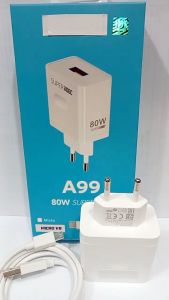 Charger Casan HP For OPP A99 80W SUPERVOOC Support Fast Charging Carger Batok Adapter + Kabel USB TC