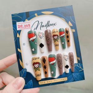 Nailbox Tết móng úp thiết kế form chuẩn đẹp mẫu Tết năm mới  valentine  dự tiệc sang trọng bộ 10 móng tặng kèm keo và dũa