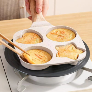 4 Holes Egg Frying Pan Thicken Steak Baking Burger Breakfast Maker Cookware Skilet Creative Heart Round Star Shape Kitchen Tools
