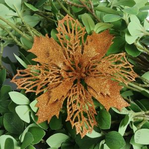 11cm Christmas Decoration Glitter Artificial Flower Xmas Tree Pendant for Home Decor Xmas Navidad New Year 2026 Ornament