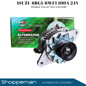 ISUZU 6BG1 6WF1 ALTERNATOR ASSEMBLY DOUBLE PULLEY WITHOUT VACUUM 100A 24V