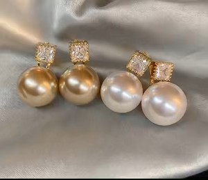 Viviann Original S925 Sterling Silver 12mm Whiter Pearl Stud Earrings For Women Fashion Water Drop Crystal Jewelry Gifts White Color Pearl Stud pearl Earrings pearl Earring Jewelry For Women