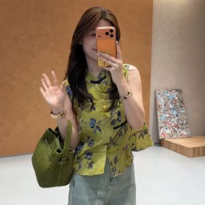 YINGDAI | Áo Blouse Nữ Không Tay Phong Cách Trung Quốc Mới Dễ Dàng Ôm Sát