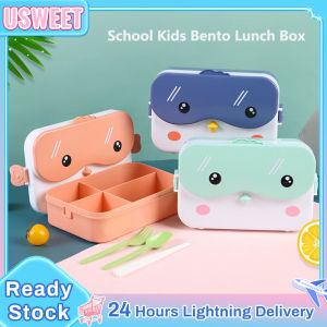 School Kids Bento Lunch Box Rectangular Leakproof Plastic Anime Portable Box With Chopsticks Spoon Fork For Kids Girls Stainless Steel Lunch Box For Kids Boy Lunch Box (Green/Pink/Blue)