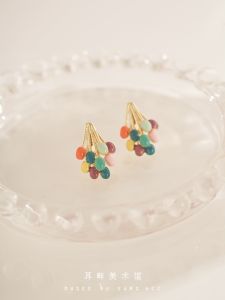 Exaggerated Balloon Shaped Colorful Macaron Earrings Womens Fashion Jewelry Cute Unique Lightweight Luxury Sensation Slimming Effect