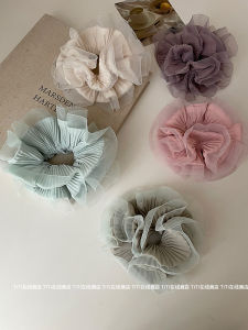 French Ruffle Double Layer Large Elastic Hair Ties Head Flowers Hair Bands High End Hair Accessories Headwear Fresh Outlined