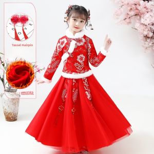 SHIPAILUO | Princess Style Childrens Hanfu Winter Dress New Year Visiting Clothes For Girls Baby Girls Autumn Winter Dress Poets Palette