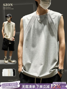 เสื้อกั๊กแขนกุดทรงหลวมสำหรับผู้ชาย Cleanfit ฤดูร้อน ทรงหลวม สีสันสดใส ผ้าฝ้ายระบายอากาศได้ดี คอกลม ปกติ