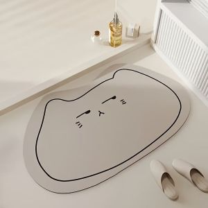 Thảm Phòng Tắm Hình Mèo Hoạt Hình VIKAMA Thảm Tắm Mềm Mại Bằng Bùn Tảo Cát Chống Trượt Thấm Nước Dùng Để Trang Trí Nhà Cửa Thẩm Mỹ Sử Dụng Trong Nhà