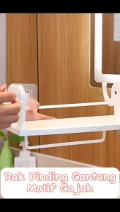 Rak Gantung Tempel Dinding Motif Gajah / Storage Rack Multifungsi / Rak Dinding Kamar Mandi Tanpa Paku Tempat Sabun Shampoo Peralatan Mandi / Holder Tempat Kecap Saos Garam Gula Minyak / Hook Gantungan Kain Lap Dapur Serbaguna - GP Mall