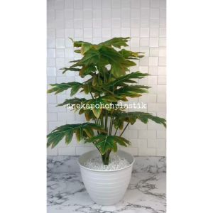 Pohon Hias Tanaman Artificial Daun Monstera Jari Philo Semilatex X18 Pot Tawon Dekorasi Pajangan Ruang Sudut Tamu Aesthetic