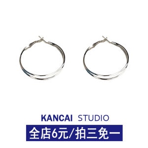 ต่างหูรูปวงกลมเรขาคณิตสำหรับผู้หญิง KANCAI ดีไซน์เรียบง่าย สไตล์ไฮเอนด์ เครื่องประดับแฟชั่น โลหะผสม