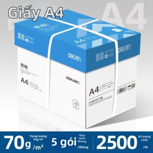 deli | Giấy In A4 Mịn Chịu Lực 80g 2500 Tờ 5 Gói