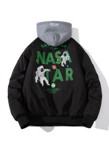 NASA Astronaut Joint Name Outwear Autumn and Winter Thickening Pilot Jacket Male and Female Couple Fashion Brand Loose Baseball Cotton-Padded Jacket