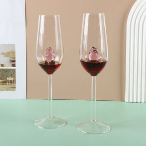 Hand Blown Rose Red Wine Glasses 7.4/10/22oz Crystal Wine Glasses With Long Stem Water Cocktail Highball Glass Bar Glassware