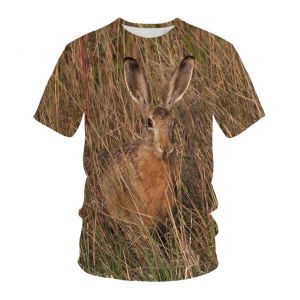 Summer Short Sleeve Mens T-shirt 3D Digital Print Plant Bird Pattern round Neck Sport Casual Top V-neck Regular Sleeve Length Loose Fit