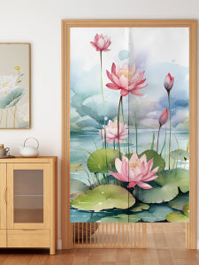 Chinese Style Leaf Door Curtain Partition Blind Kitchen Bedroom Living Room Half Curtain Blocking Fabric Art Door Curtain