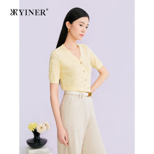 YINER | Fashionable Elegance V-Neck Tencel Blend Textured Knitwear