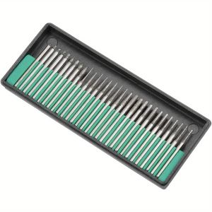 30-Piece Diamond Burr Drill Bit Set For Rotary Tools - 1/8" Shank Ideal For Metal & Woodworking Routing Sanding & Carving
